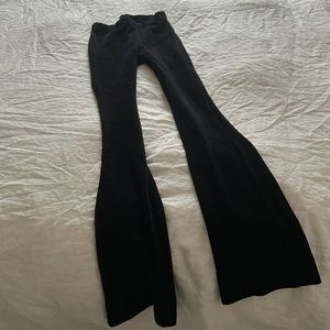 Topshop Petite stretchy cord flared pant in black